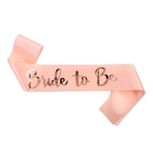 Bride To Be Saten Kuşak Pembe Üzeri Metalize Gümüş Yazılı 160X9.5..