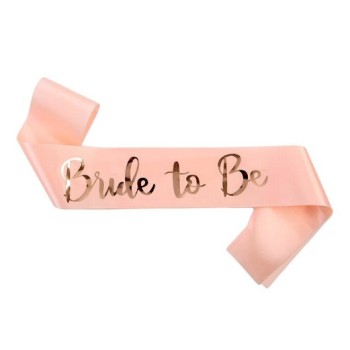 Bride To Be Saten Kuşak Pembe Üzeri Metalize Gümüş Yazılı 160X9.5..