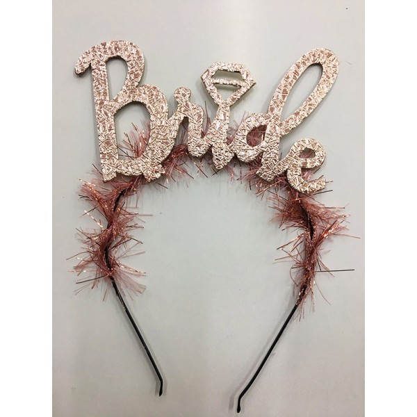 Bride Yazılı Metalize Rose Renk Bekarlığa Veda Parti Tacı