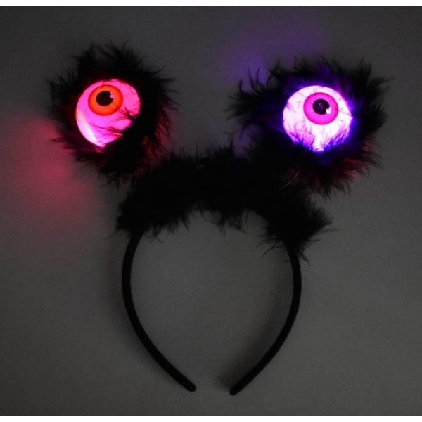 Cadılar Bayramı Halloween Led Işıklı Otriş Tüylü Yanar Söner Gözlü Parti Tacı
