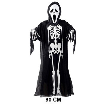 Çocuk Boy İskelet Kostüm-Fosforlu İskelet Eldiven-İskelet Maske S..