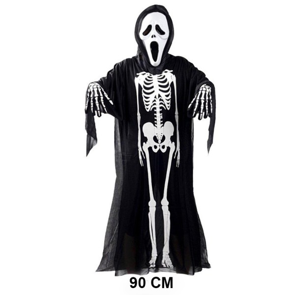 Çocuk Boy İskelet Kostüm-Fosforlu İskelet Eldiven-İskelet Maske Seti