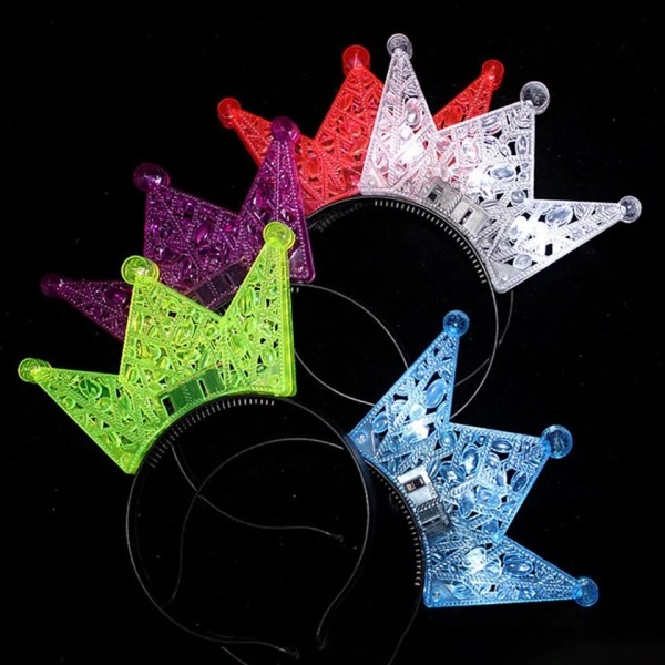 Ekstra Lüks Parlak Yanıp Sönen Led Işıklı Kral-Kraliçe Tacı Parti Tacı 16X18 Cm
