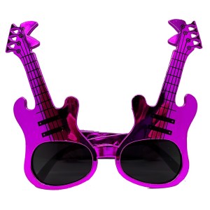 Fuşya Renk Rockn Roll Gitar Şekilli Parti Gözlüğü 15X15 Cm