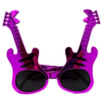Fuşya Renk Rockn Roll Gitar Şekilli Parti Gözlüğü 15X15 Cm