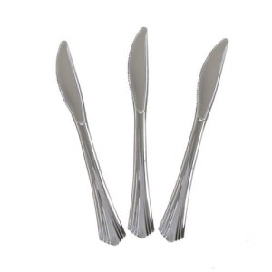 Gerçek Metal Görünümlü Silver Plastik Bıçak 18 Adet