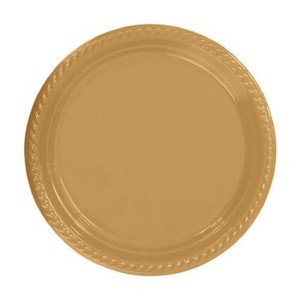 Gold Plastik Tabak 22 Cm 25Li