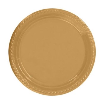 Gold Plastik Tabak 22 Cm 25Li