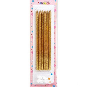 Gold Simli Pasta Mumu 6 Adet 16 Cm