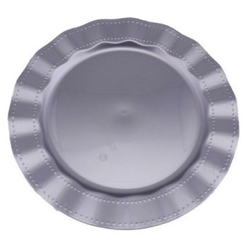 Gümüş Rengi Lüks Plastik Mika Yuvarlak Tabak 26 Cm 6 Adet