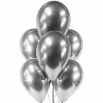 Gümüş Renk Krom Balon 5 Adet