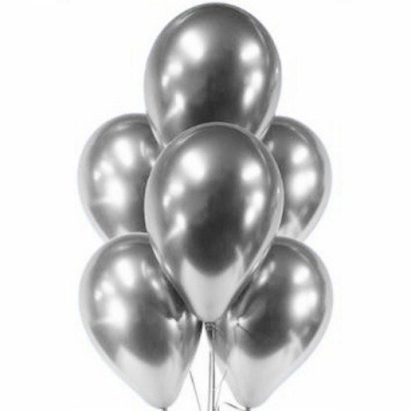 Gümüş Renk Krom Balon 5 Adet