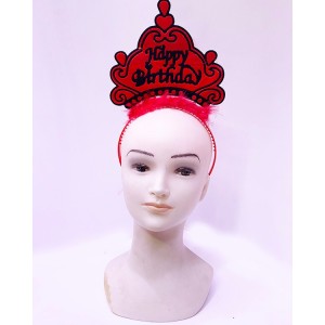 Happy Birthday Neon Kırmızı Renk Doğum Günü Tacı 24X15 Cm