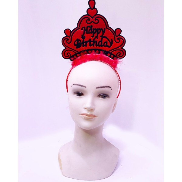 Happy Birthday Neon Kırmızı Renk Doğum Günü Tacı 24X15 Cm