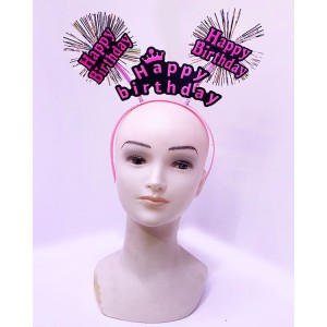 Happy Birthday Püsküllü Neon Pembe Renk Doğum Günü Tacı 22X19 Cm