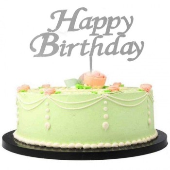 Happy Birthday Yazılı Doğum Günü Partisi Pleksi Pasta Süsü Gümüş ..
