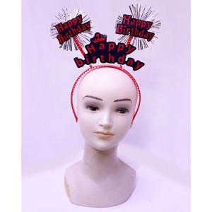 Happy Birthday Yazılı Püsküllü Neon Kırmızı Renk Doğum Günü Tacı ..