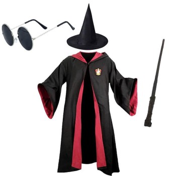 Harry Potter Gryffindor Çocuk Kostüm + Şapka + Asa + Gözlük Full ..
