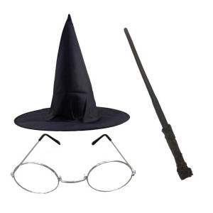 Harry Potter Gryffindor Şapka + Asa + Gözlük Kostüm Seti