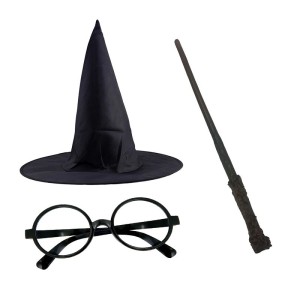 Harry Potter Siyah Şapkası Harry Potter Gözlüğü Harry Potter Asas..