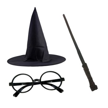 Harry Potter Siyah Şapkası Harry Potter Gözlüğü Harry Potter Asas..