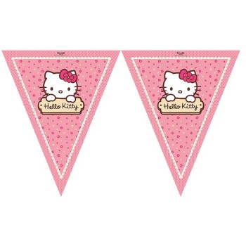 Hello Kitty Temalı Üçgen Bayrak Flama Süsleme 3.2 Metre