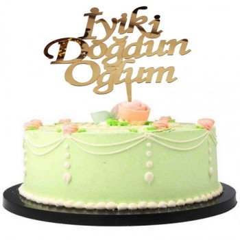 İyiki Doğdun Oğlum Yazılı Doğum Günü Partisi Pleksi Pasta Süsü Al..