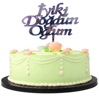 İyiki Doğdun Oğlum Yazılı Doğum Günü Partisi Pleksi Pasta Süsü Gü..