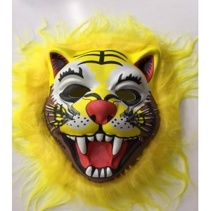 Kahverengi Peluş Saçlı Kırılmaz Yumuşak Tiger Maskesi 22X19 Cm