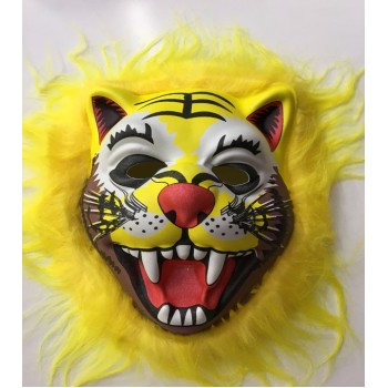 Kahverengi Peluş Saçlı Kırılmaz Yumuşak Tiger Maskesi 22X19 Cm