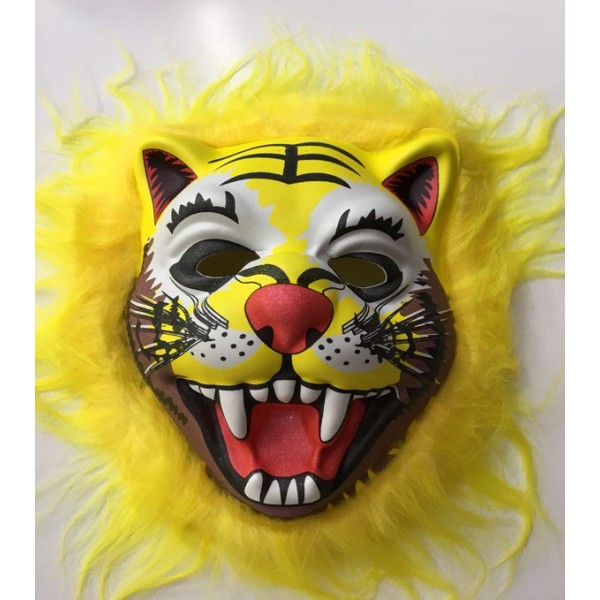 Kahverengi Peluş Saçlı Kırılmaz Yumuşak Tiger Maskesi 22X19 Cm