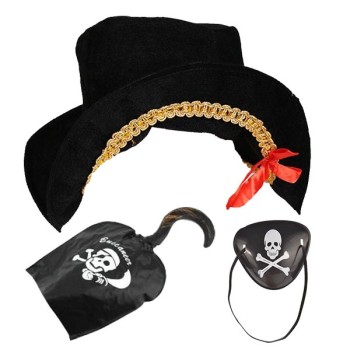 Kaptan Jack Kadife Korsan Gemici Şapkası Ve Korsan Göz Bandı Mask..