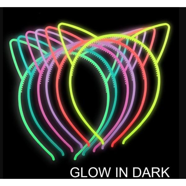 Karanlıkta Yanan Glow Kedi Kulağı Kedi Tacı Renkli 6 Adet