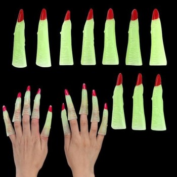 Karanlıkta Yanan Halloween Cadılar Bayramı Kırmızı Cadı Tırnaklar..