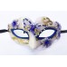 Kelebek İşlemeli Masquerade Venedik Maskesi Mavi Renk 7X16 Cm