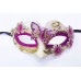 Kelebek İşlemeli Masquerade Venedik Maskesi Mor Renk 7X16 Cm