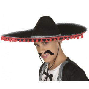 Kırmızı Ponponlu Gümüş Şeritli Mariachi Jalisco Meksika Şapka Yet..