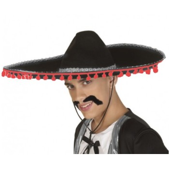 Kırmızı Ponponlu Gümüş Şeritli Mariachi Jalisco Meksika Şapka Yet..