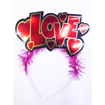 Kırmızı Renk Love Yazılı Parti Tacı