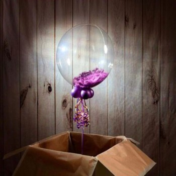 Koyu Mor (Violet) Tüylü Dekorasyon Şeffaf Balon 24 İnch