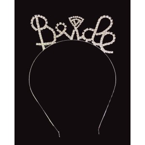 Kristal Taşlı Gümüş Renk Alyanslı Bride Tacı 12X17 Cm