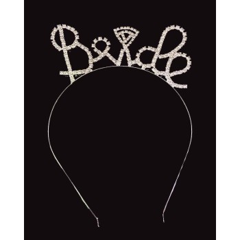 Kristal Taşlı Gümüş Renk Alyanslı Bride Tacı 12X17 Cm