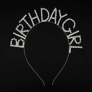 Kristal Taşlı Gümüş Renk Birthday Girl Tacı