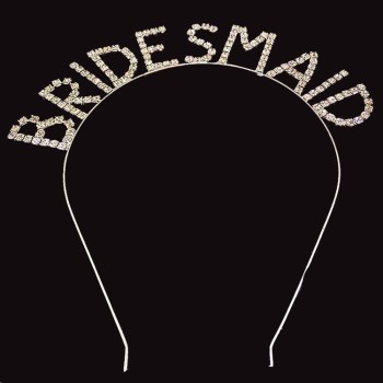 Kristal Taşlı Gümüş Renk Bridesmaid Nedime Tacı 16X17 Cm