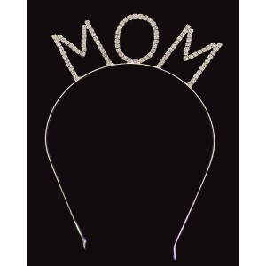 Kristal Taşlı Gümüş Renk Mom Tacı Anne Tacı 12X17 Cm