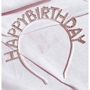 Kristal Taşlı Happy Birthday Doğum Günü Tacı Rose Gold 16X17 Cm