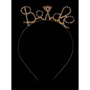 Kristal Taşlı Rose Gold Renk Alyanslı Bride Tacı 12X17 Cm