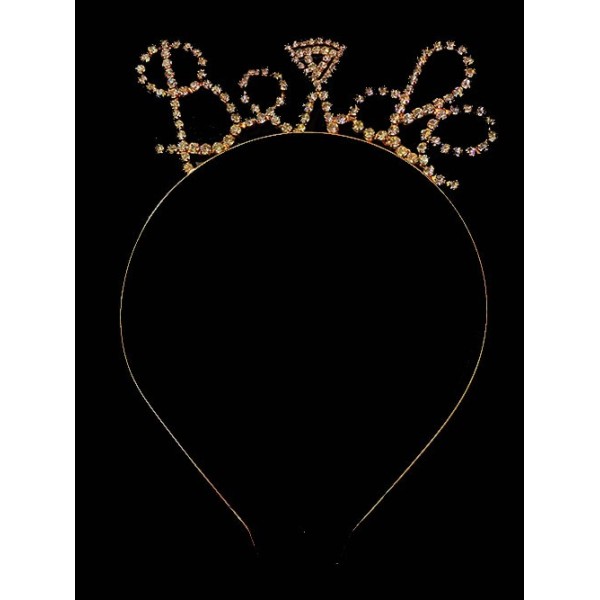 Kristal Taşlı Rose Gold Renk Alyanslı Bride Tacı 12X17 Cm