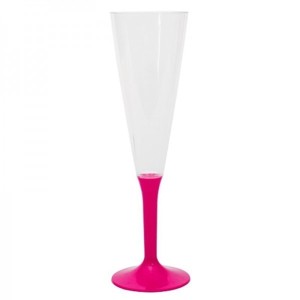 Kristal Yıkanabilir Mika Plastik Şampanya Kadehi Pembe Renk 10 Ad..