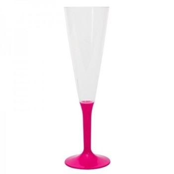 Kristal Yıkanabilir Mika Plastik Şampanya Kadehi Pembe Renk 10 Ad..